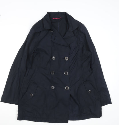 Hobbs Women Black Size 12 Pea Coat Mid-Length Twill Jacket