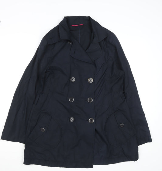Hobbs Women Black Size 12 Pea Coat Mid-Length Twill Jacket