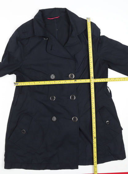 Hobbs Women Black Size 12 Pea Coat Mid-Length Twill Jacket