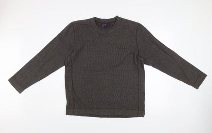 Ben Sherman Mens Brown L Cotton Blend Crew Neck Pullover Jumper