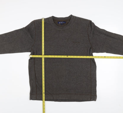 Ben Sherman Mens Brown L Cotton Blend Crew Neck Pullover Jumper