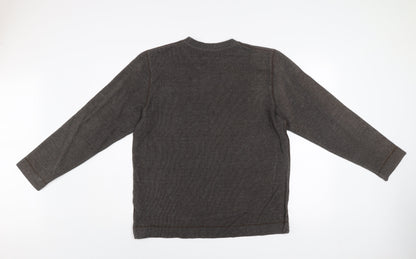 Ben Sherman Mens Brown L Cotton Blend Crew Neck Pullover Jumper