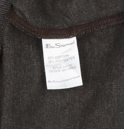 Ben Sherman Mens Brown L Cotton Blend Crew Neck Pullover Jumper