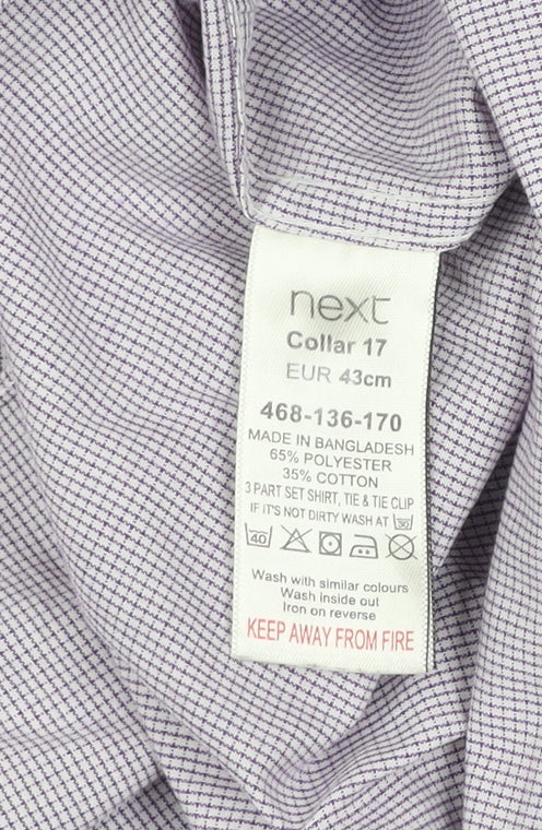 Mens UK Collar Size 17 NEXT Smart Purple  Dress Shirt