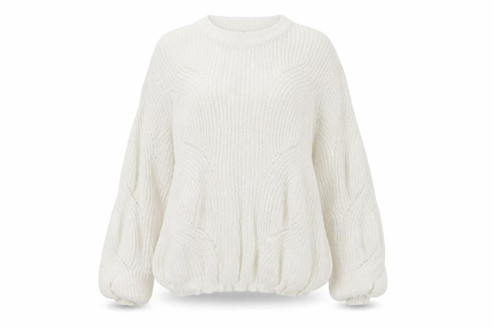 Front view of Jacqueline de Yong Women’s Ivory Chunky Knit XL Acrylic jumper