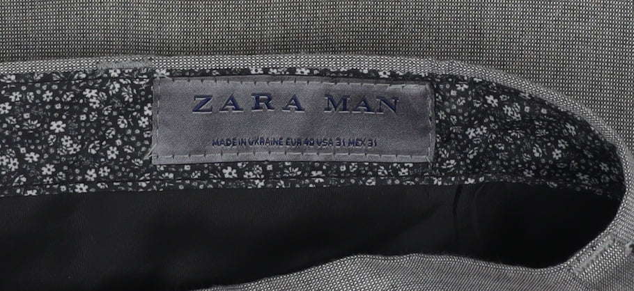 Zara Man Mens Grey Slim Fit Trousers 31in Waist Business Formal