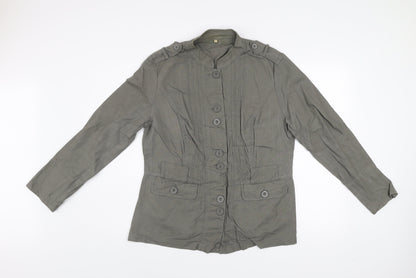 Rocha John Rocha Women’s Grey Linen Blend Military Jacket Size 18