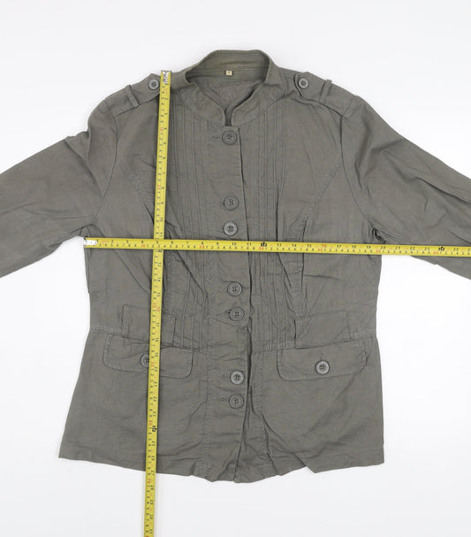 Rocha John Rocha Women’s Grey Linen Blend Military Jacket Size 18