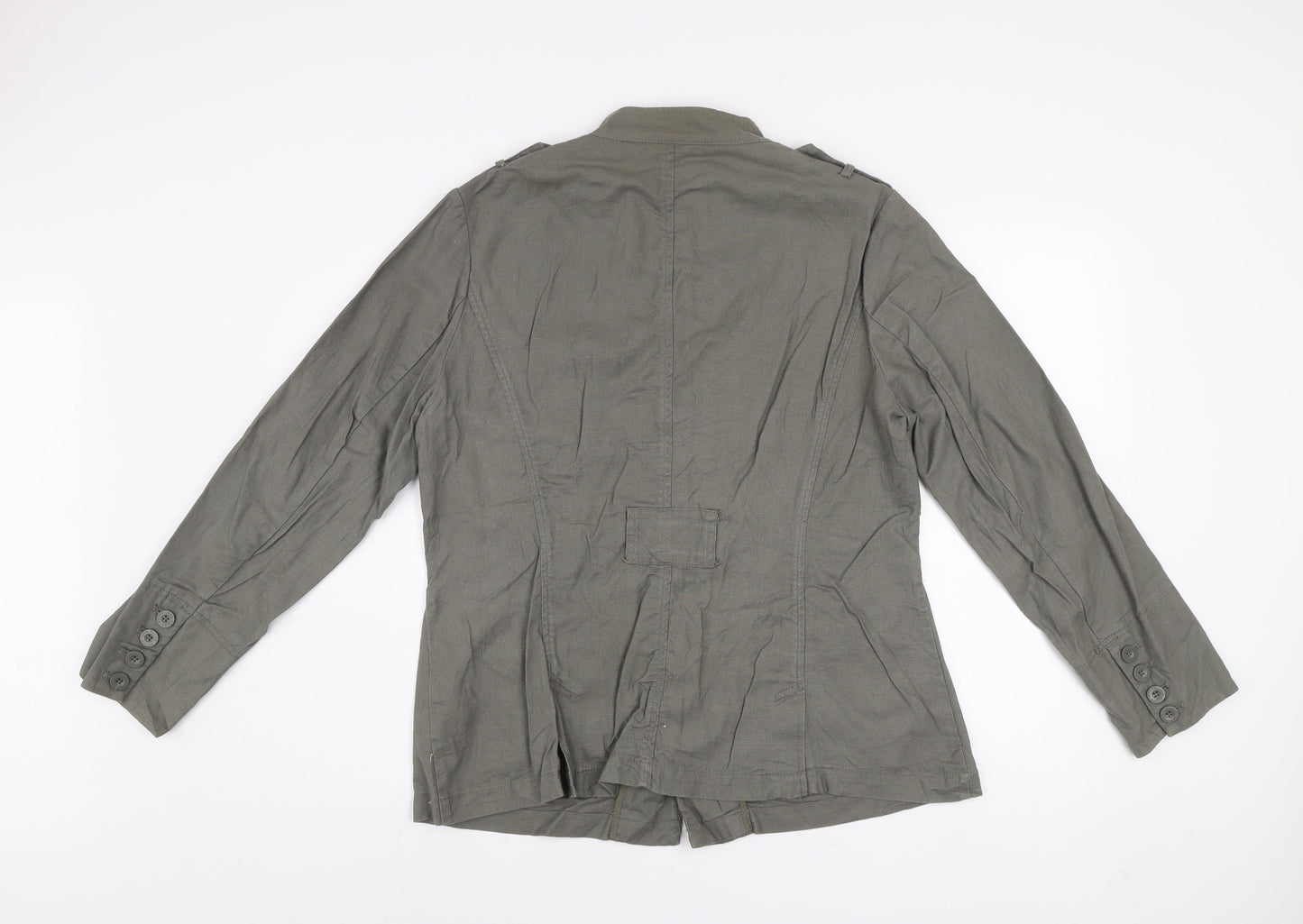 Rocha John Rocha Women’s Grey Linen Blend Military Jacket Size 18