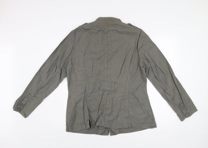 Rocha John Rocha Women’s Grey Linen Blend Military Jacket Size 18