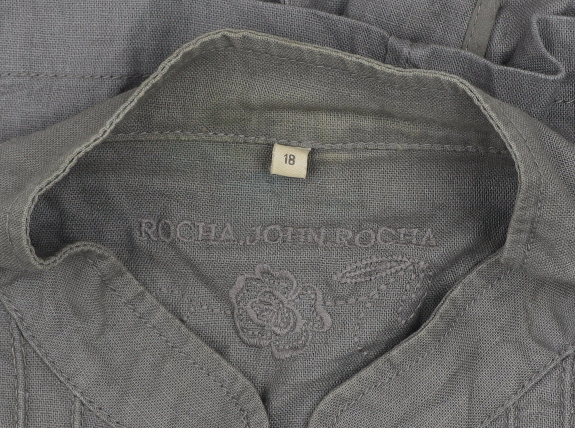 Rocha John Rocha Women’s Grey Linen Blend Military Jacket Size 18
