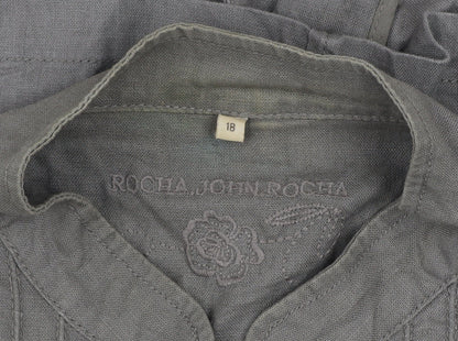 Rocha John Rocha Women’s Grey Linen Blend Military Jacket Size 18