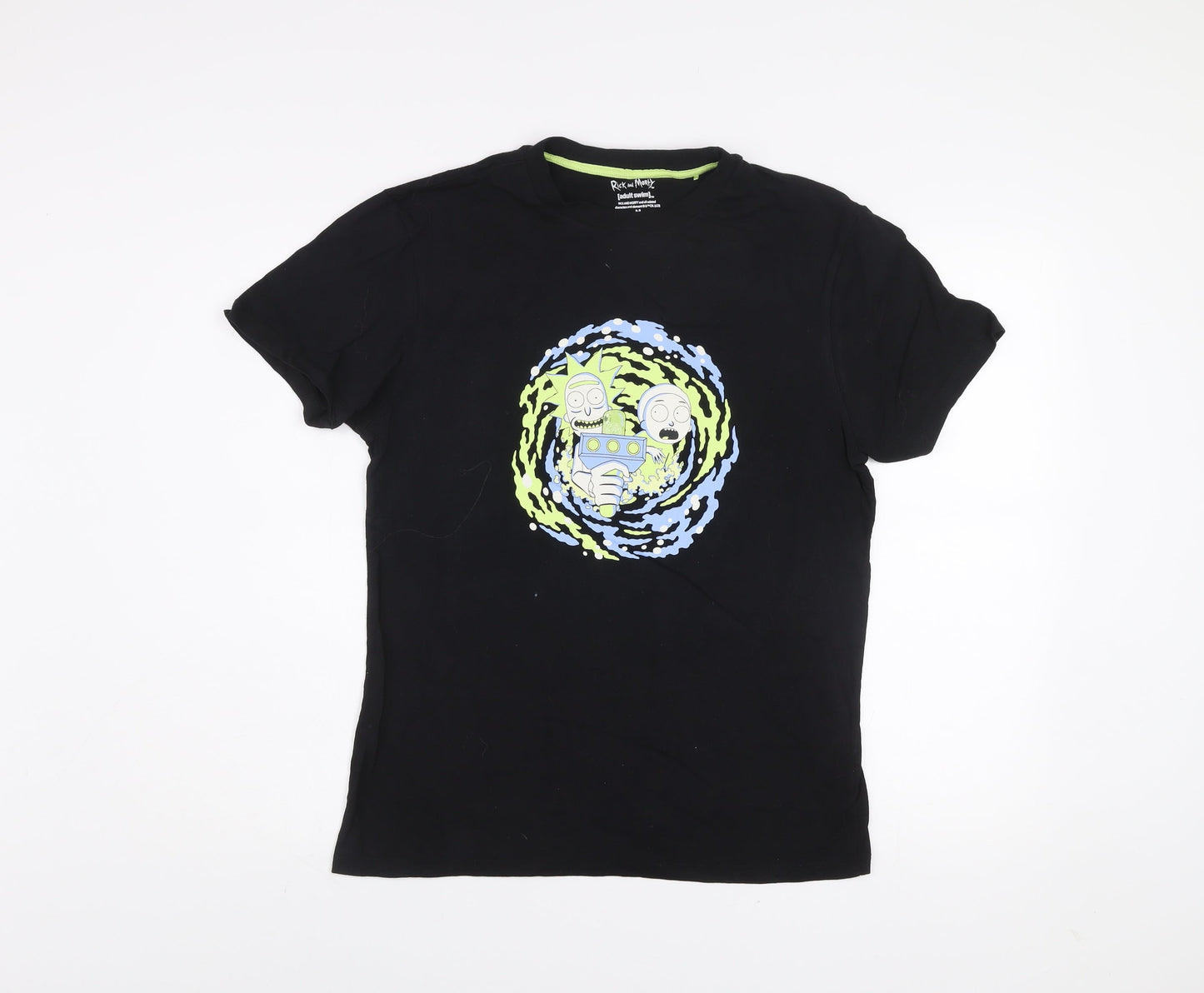 Primark Rick and Morty Black Crew Neck Short Sleeve Men's T-Shirt M