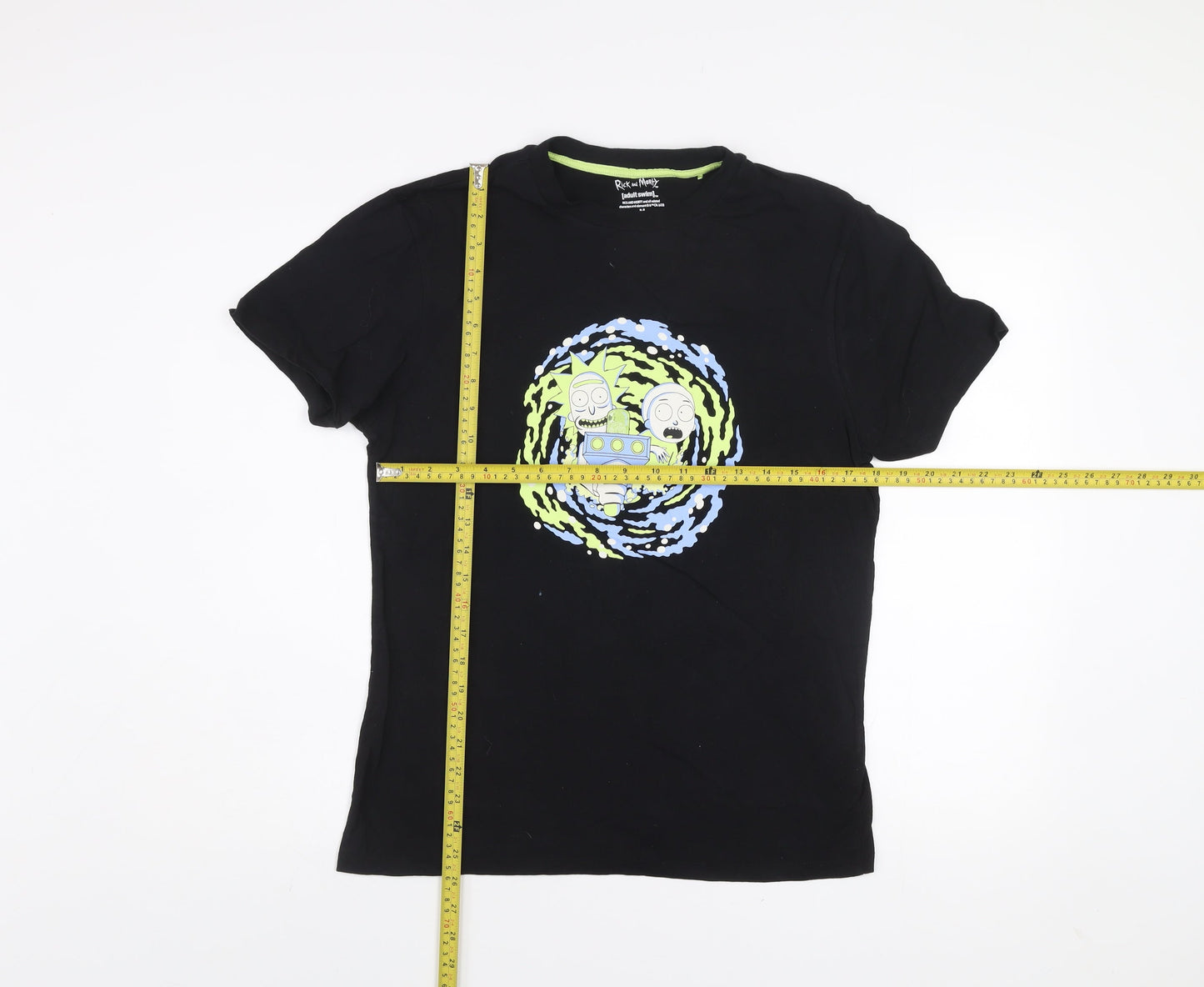 Primark Rick and Morty Black Crew Neck Short Sleeve Men's T-Shirt M