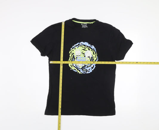 Primark Rick and Morty Black Crew Neck Short Sleeve Men's T-Shirt M