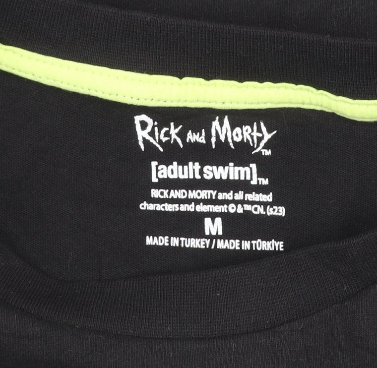 Primark Rick and Morty Black Crew Neck Short Sleeve Men's T-Shirt M