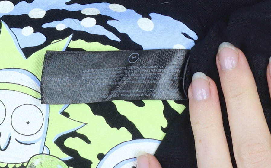 Primark Rick and Morty Black Crew Neck Short Sleeve Men's T-Shirt M