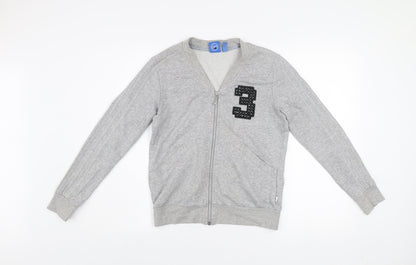 Adidas Womens Grey Track Jacket Size 10 Lightweight Full Zip
