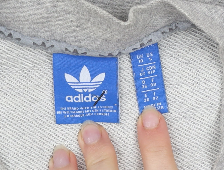 Adidas Womens Grey Track Jacket Size 10 Lightweight Full Zip