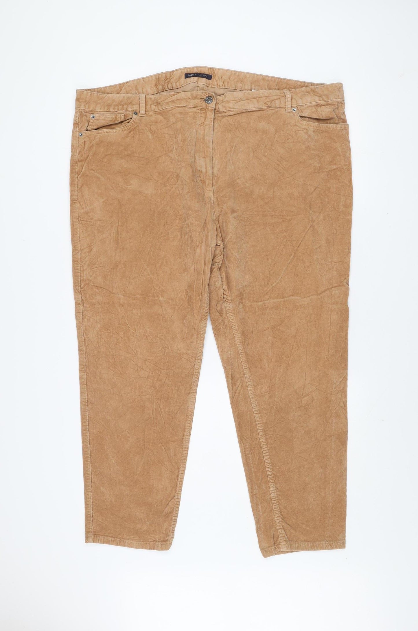 Womens UK Size 24 Marks and Spencer Regular Fit Chino Beige Trousers