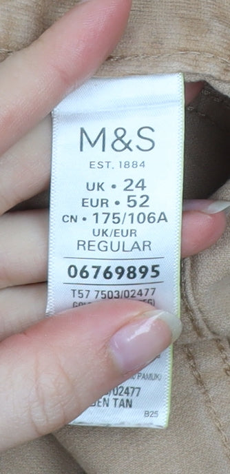 Womens UK Size 24 Marks and Spencer Regular Fit Chino Beige Trousers