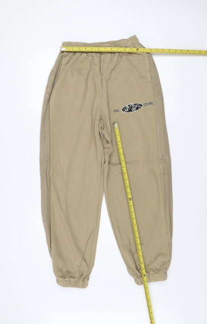 Beer Bro Men's Beige Jogger Sweatpants L Regular Fit Fleece Activewear Trousers