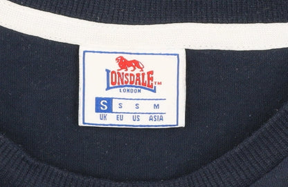 Lonsdale Men’s Navy Blue Crew Neck Cotton Graphic T-Shirt Size S