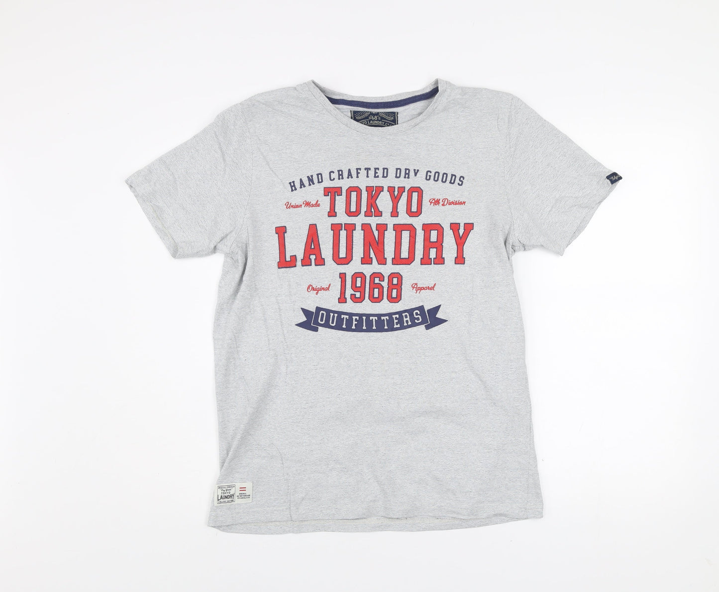 Tokyo Laundry Men's Grey Graphic Print Crew Neck T-Shirt Size M