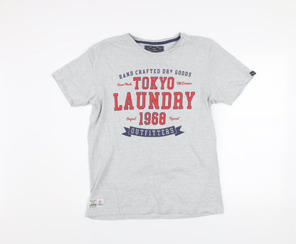 Tokyo Laundry Men's Grey Graphic Print Crew Neck T-Shirt Size M