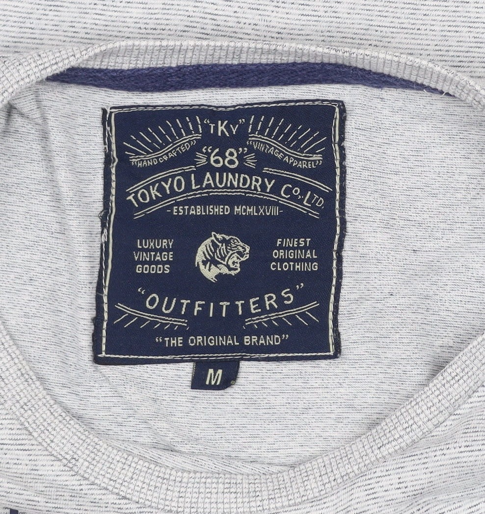 Tokyo Laundry Men's Grey Graphic Print Crew Neck T-Shirt Size M