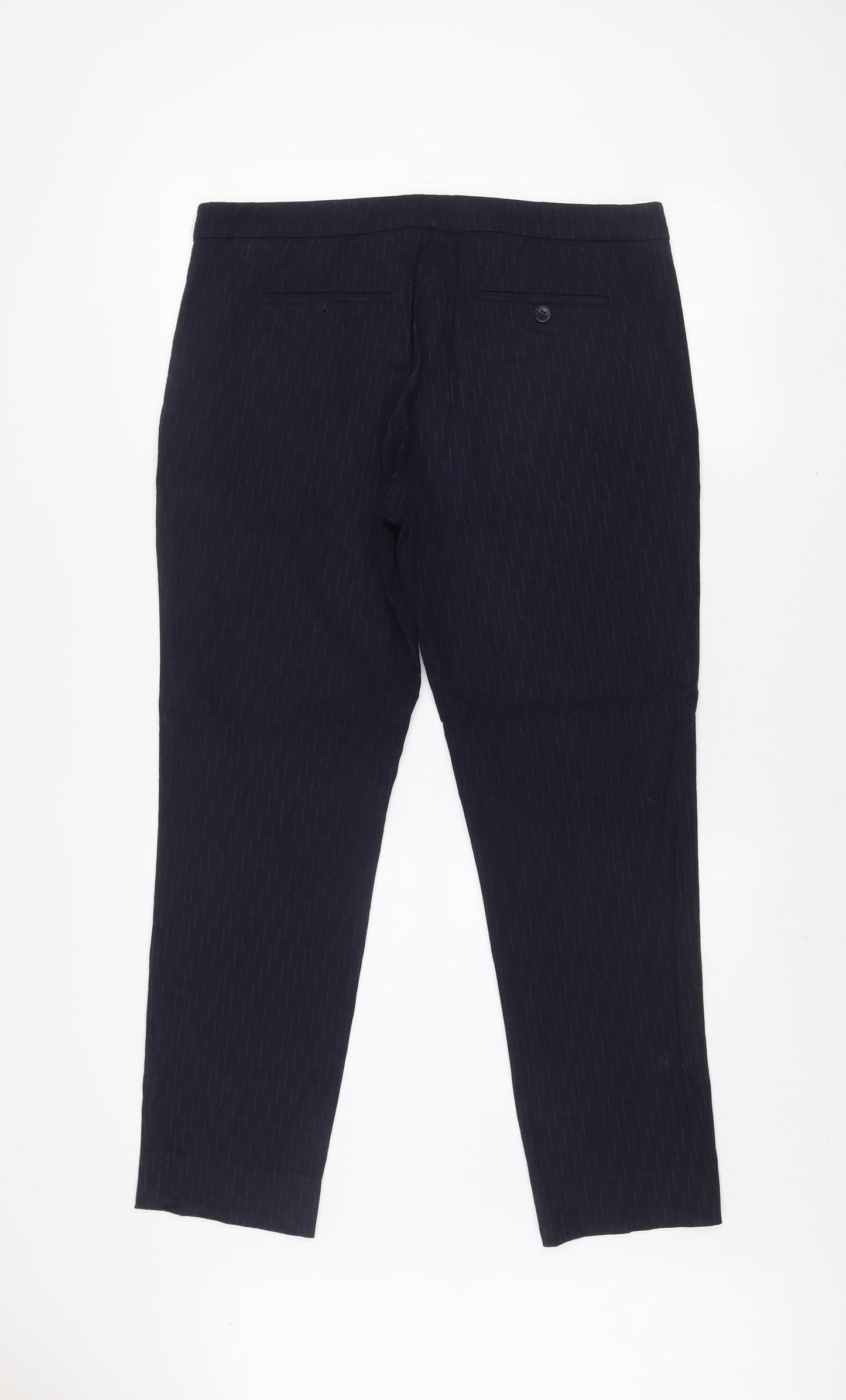 Jigsaw Women's Navy Cropped Trousers UK 14 Straight Leg