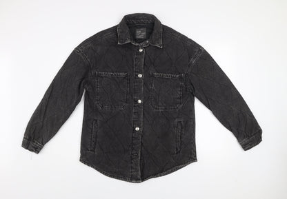 Primark Women Black Quilted Denim Puffer Jacket XXS