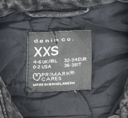 Primark Women Black Quilted Denim Puffer Jacket XXS