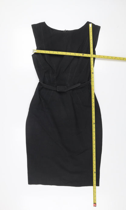 Marks and Spencer Women's Black Sheath Belted Dress Size 10