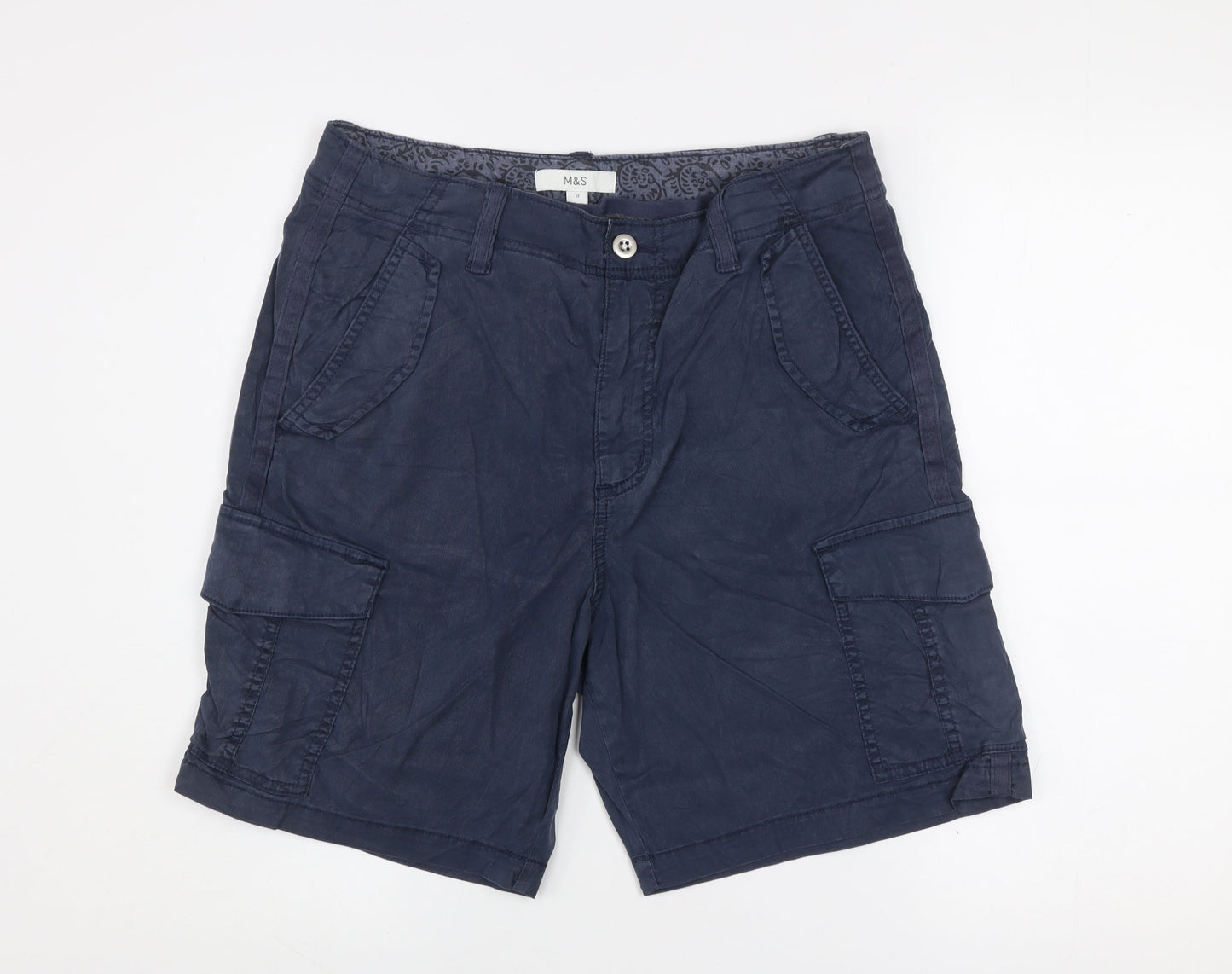 Marks and Spencer Women’s Blue Cargo Shorts Size 12 Cotton Blend