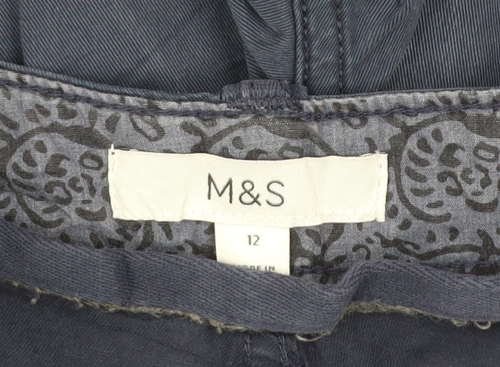 Marks and Spencer Women’s Blue Cargo Shorts Size 12 Cotton Blend