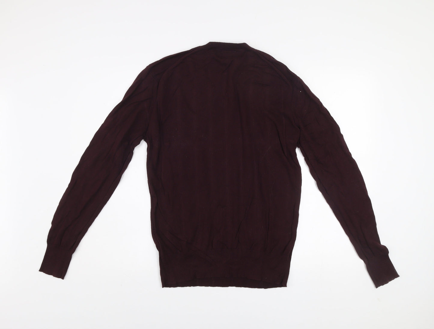 AllSaints Men’s Brown Cotton V-Neck Jumper Size L