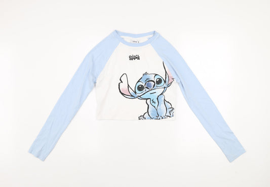 Girls UK Size S Disney Blue Cropped T-Shirt