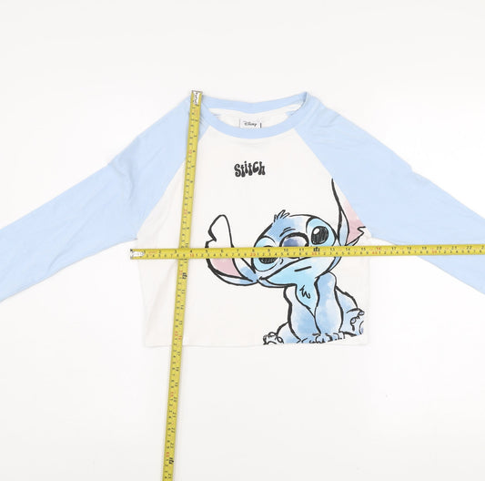 Girls UK Size S Disney Blue Cropped T-Shirt