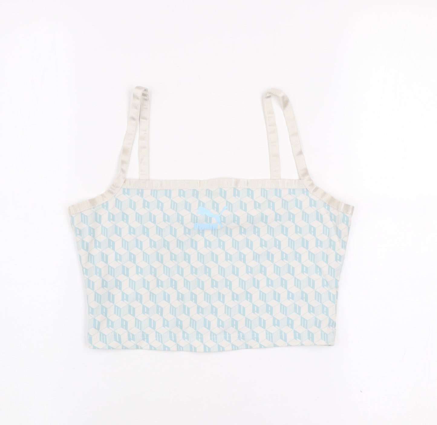 Puma Womens Blue Geometric Cotton Camisole Tank Top M