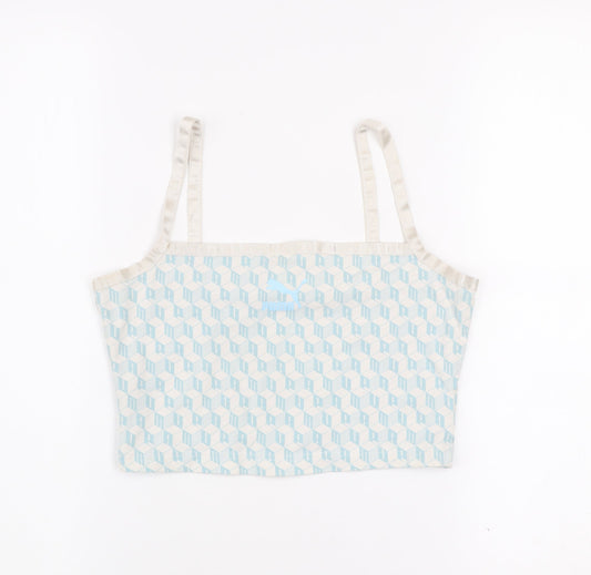 Puma Womens Blue Geometric Cotton Camisole Tank Top M