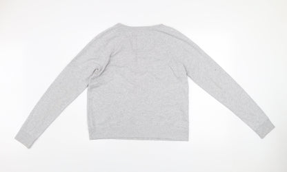 Abercrombie & Fitch Women Grey Pullover Sweatshirt M Logo Print Casual