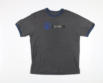 GAP Men's Grey Blue Crew Neck Graphic Print T-Shirt XL Classic Fit
