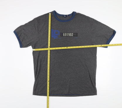 GAP Men's Grey Blue Crew Neck Graphic Print T-Shirt XL Classic Fit
