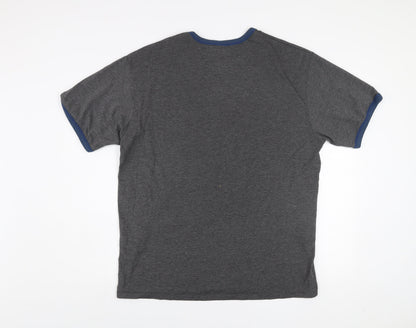 GAP Men's Grey Blue Crew Neck Graphic Print T-Shirt XL Classic Fit