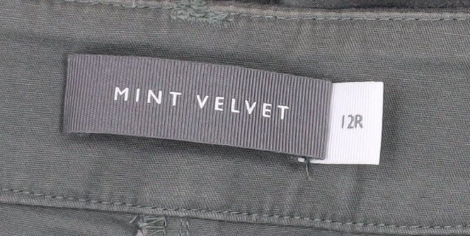 Mint Velvet Women's Green Cropped Wide-Leg Cotton Trousers Size 12R