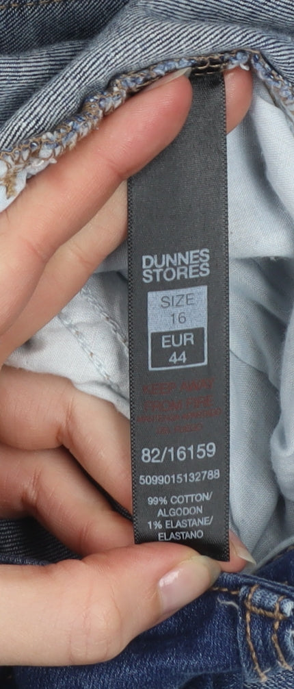 Dunnes Stores Women's Blue Cropped Regular Fit Stretch Jeans Size 16