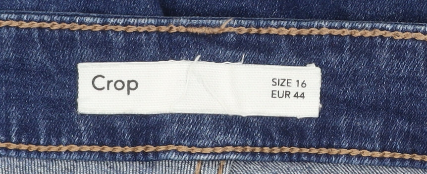 Dunnes Stores Women's Blue Cropped Regular Fit Stretch Jeans Size 16