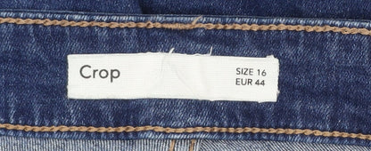 Dunnes Stores Women's Blue Cropped Regular Fit Stretch Jeans Size 16