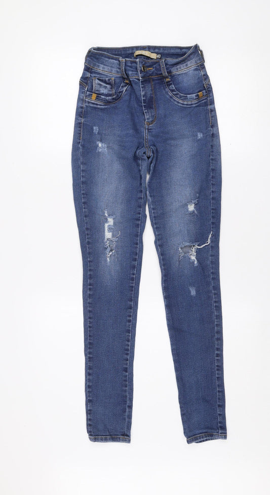 Womens UK Size 12 OKT Slim Fit Skinny Blue Jeans